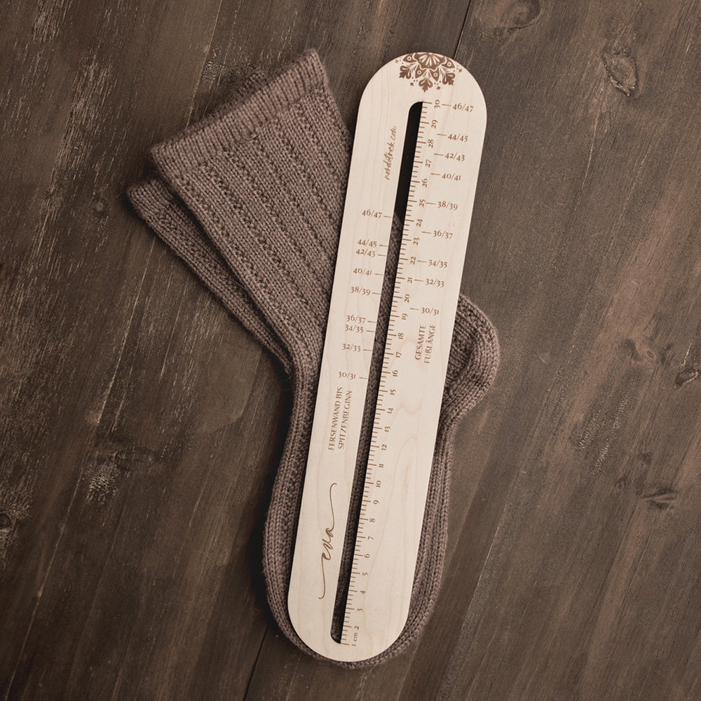 nordstrick Wollladen Noelle Sockenlineal sock ruler Zubehör Stricken