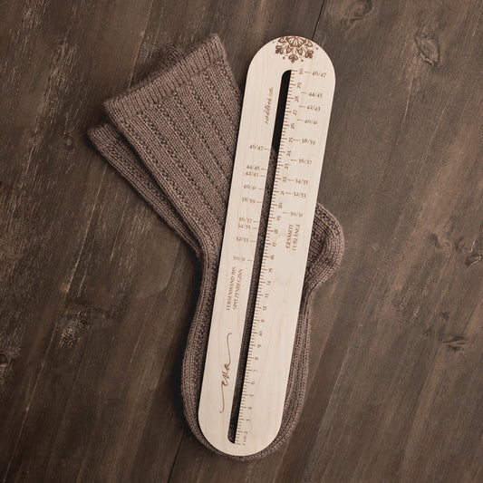nordstrick Wollladen Noelle Sockenlineal sock ruler Zubehör Stricken