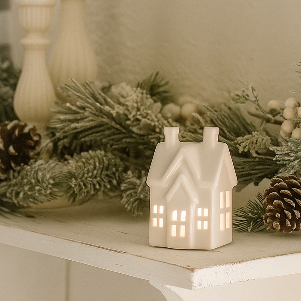 Weißes Keramikhäuschen nordstrick